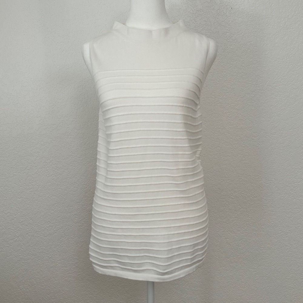 Talbots Cotton Boho Knit Minimalist Sleeveless Small Ivory Fairycore Cottage